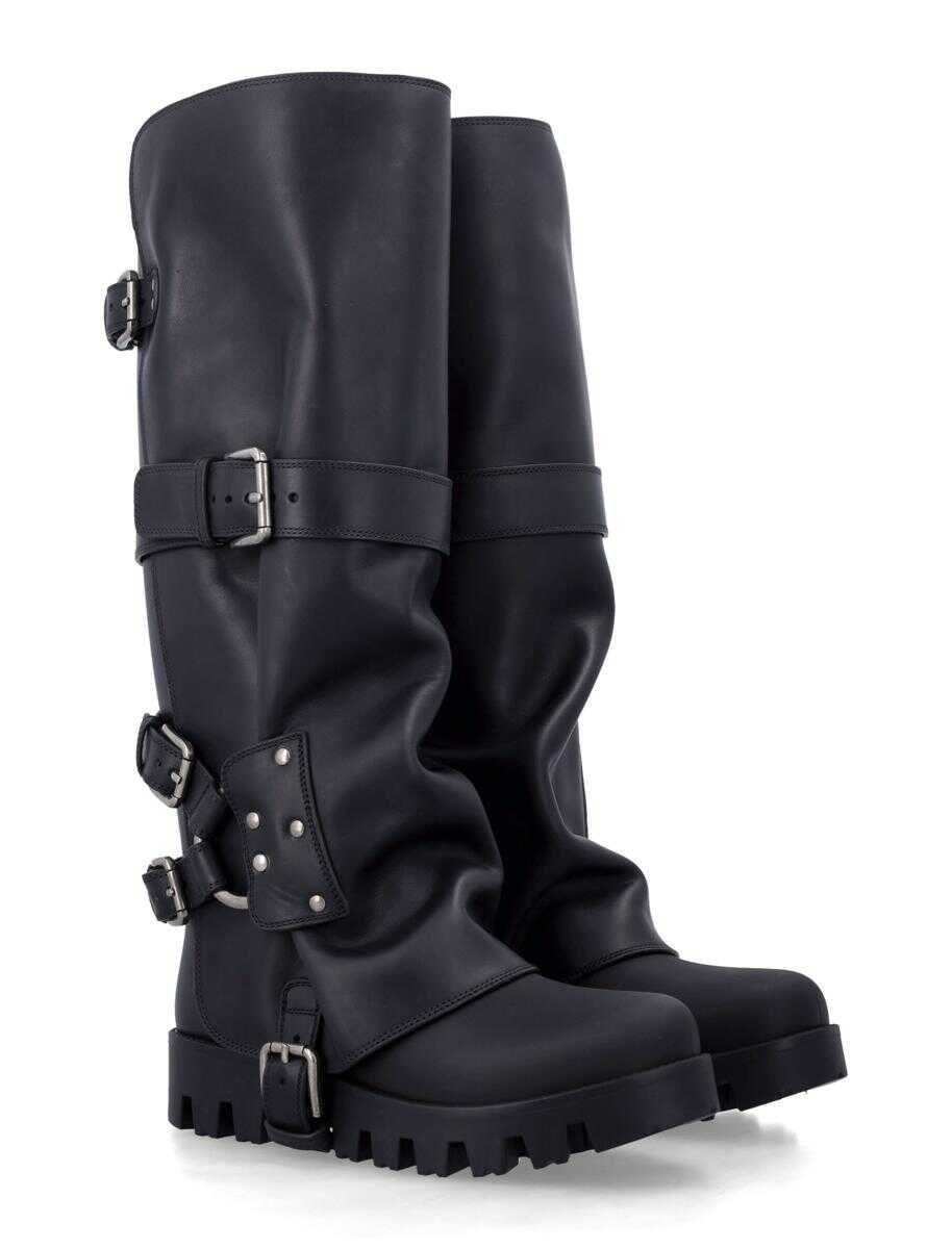 Pantofi cu toc Dolce & Gabbana Dolce & Gabbana Rubber And Leather Boots Black Femei (BM 19230462) 2