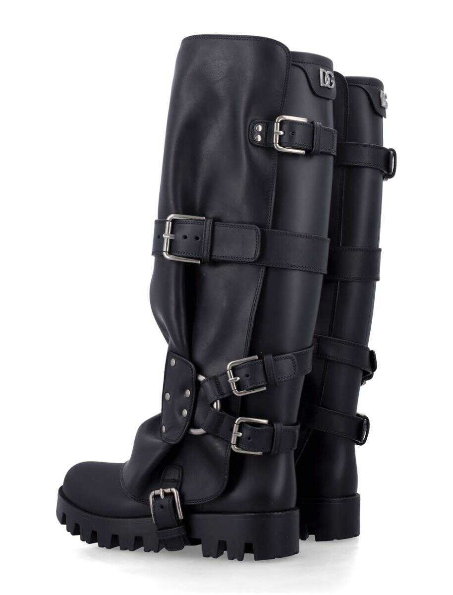 Pantofi cu toc Dolce & Gabbana Dolce & Gabbana Rubber And Leather Boots Black Femei (BM 19230462) 3