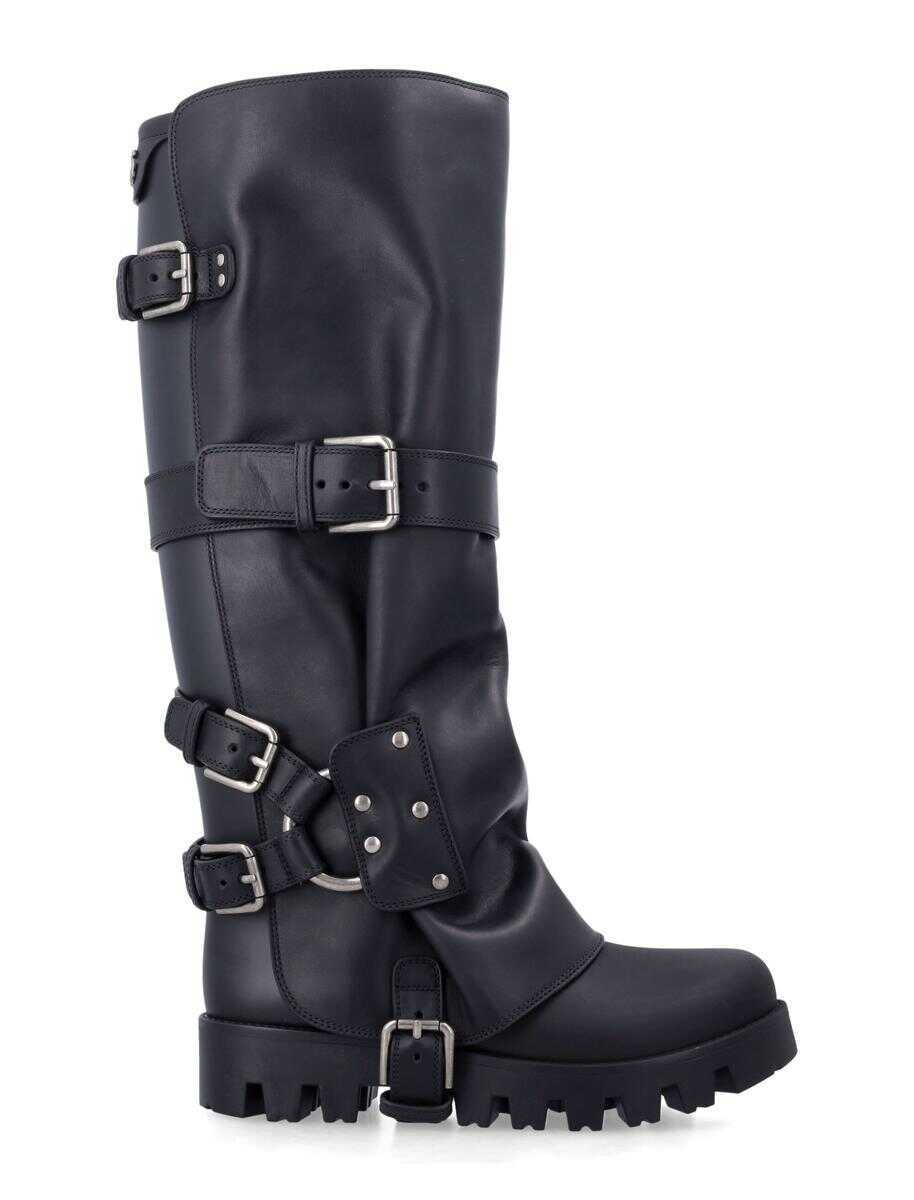 Pantofi cu toc Dolce & Gabbana Dolce & Gabbana Rubber And Leather Boots Black Femei (BM 19230462) 1