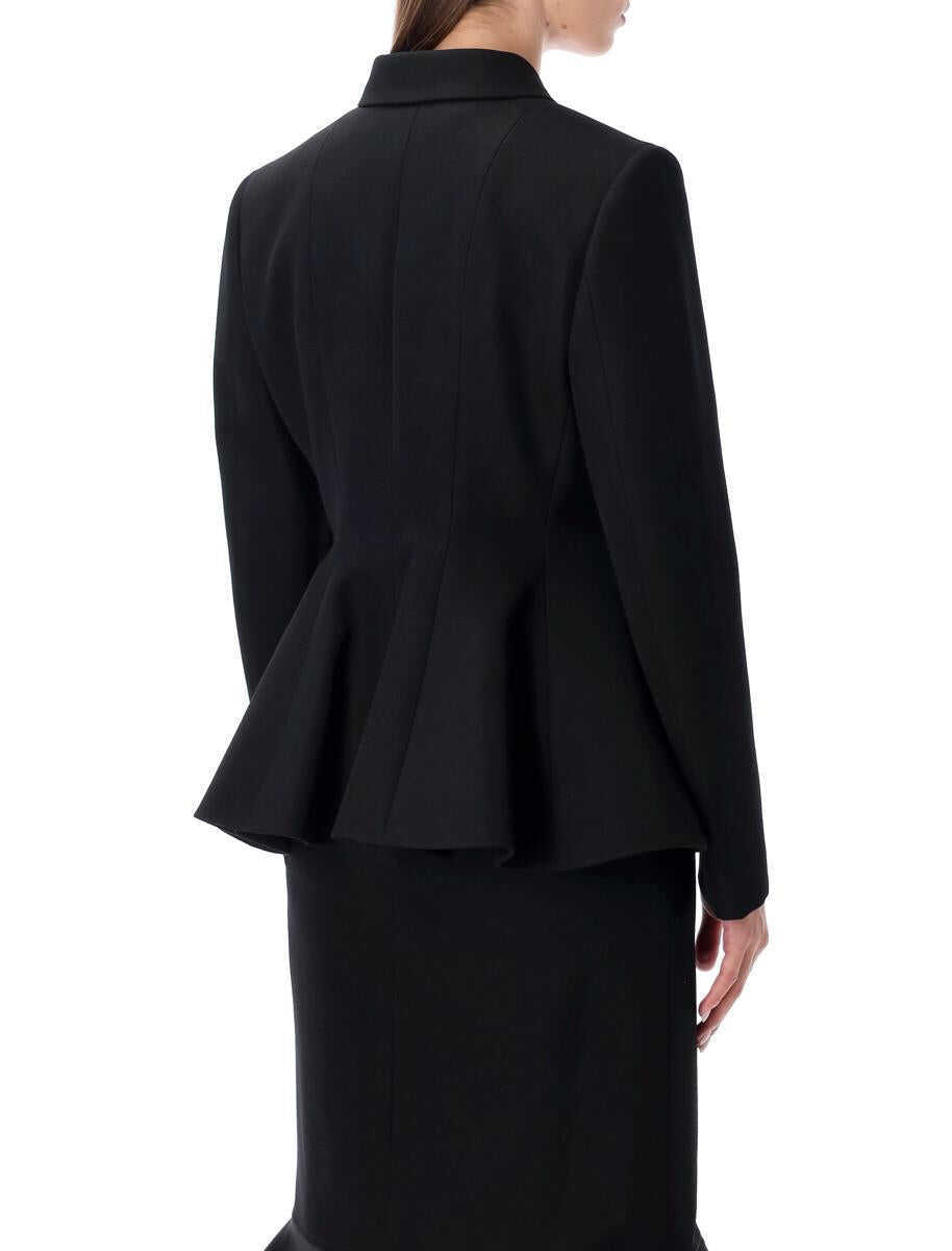 Geci Fendi Fendi Black Wool Tailored Peplum Jacket Black Femei (BM 19230471) 2