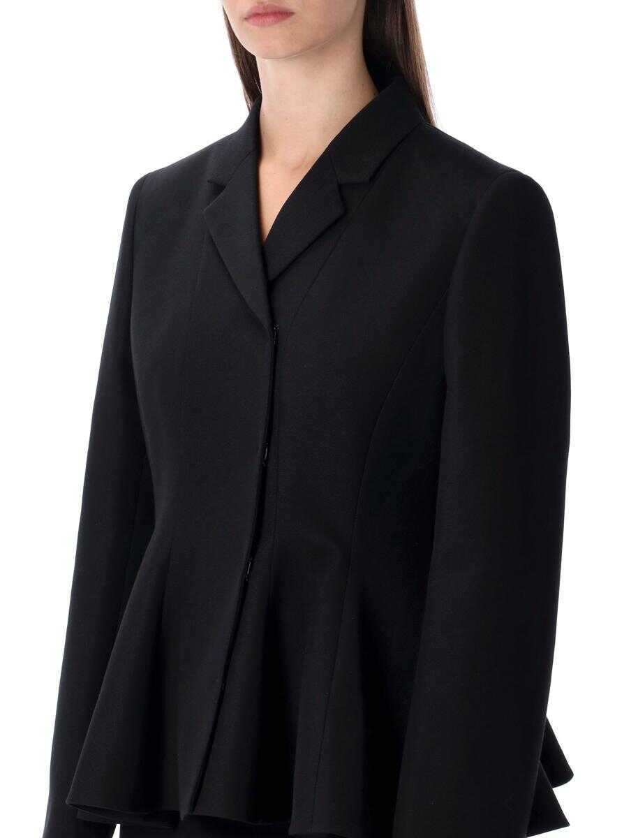 Geci Fendi Fendi Black Wool Tailored Peplum Jacket Black Femei (BM 19230471) 3