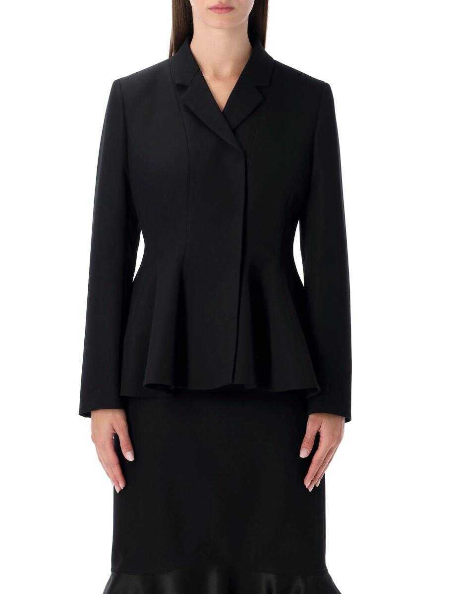 Geci Fendi Fendi Black Wool Tailored Peplum Jacket Black Femei (BM 19230471) 1