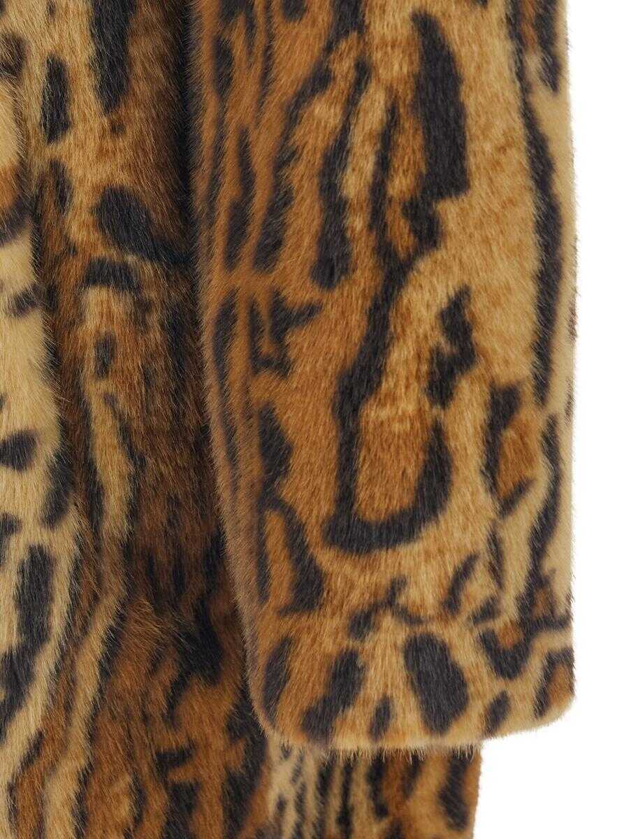 Paltoane STAND STUDIO Camille Brown Coat With Wide Notched Revers And All-Over Leopard Motif In Ecofur Woman BROWN Femei (BM 19230846) 3