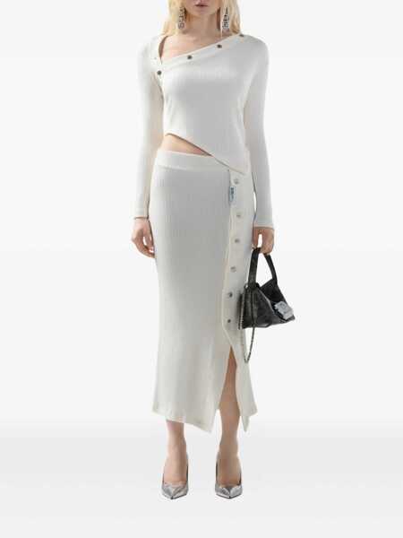 Topuri GCDS Gcds Long-Sleeved Ribbed Top With Snap Buttons Beige Femei (BM 19231332) 2