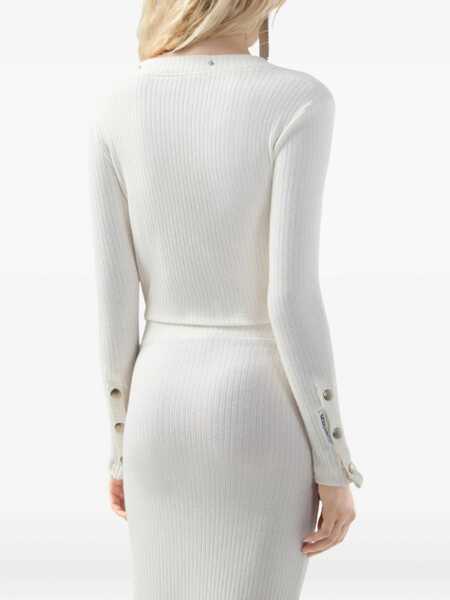 Topuri GCDS Gcds Long-Sleeved Ribbed Top With Snap Buttons Beige Femei (BM 19231332) 5