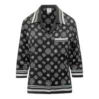 Camasi Casablanca Casablanca Black Silk Pajama Shirt With Logo Femei