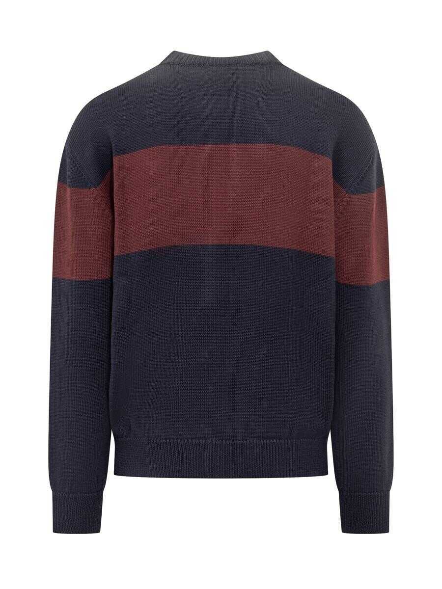 Pulovere GCDS Gcds Gcds Blue And Bordeaux Sweater With Logo BLUE Barbati (BM 19231740) 2