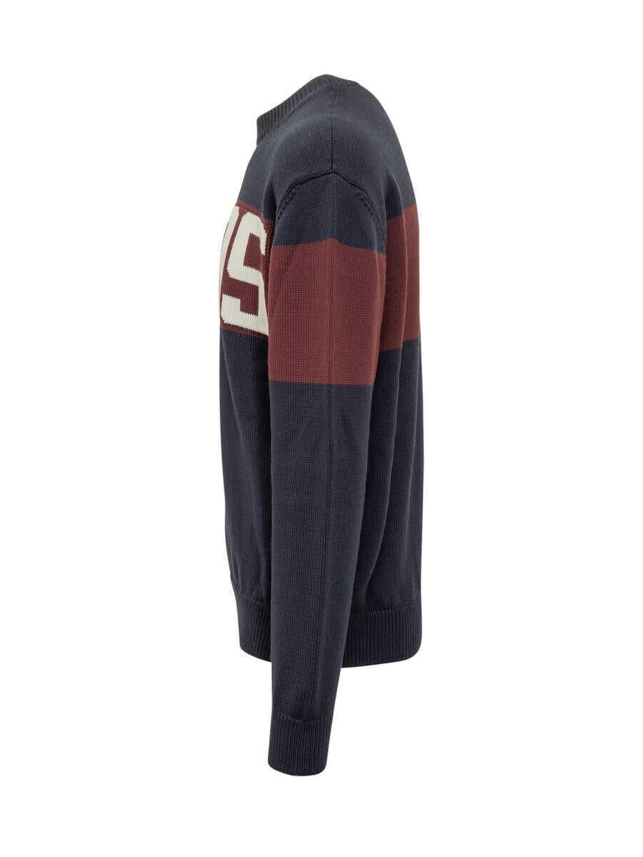 Pulovere GCDS Gcds Gcds Blue And Bordeaux Sweater With Logo BLUE Barbati (BM 19231740) 3