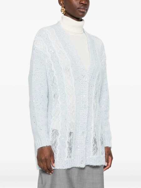 Cardigane ERMANNO FIRENZE Ermanno Firenze V-Necked Cardigan CLEAR BLUE Femei (BM 19232253) 3