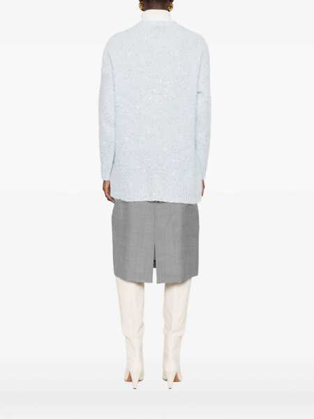 Cardigane ERMANNO FIRENZE Ermanno Firenze V-Necked Cardigan CLEAR BLUE Femei (BM 19232253) 4