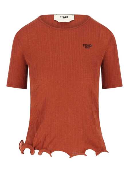 Topuri Fendi Fendi Logo Crewneck Top RED Femei (BM 19232562) 1