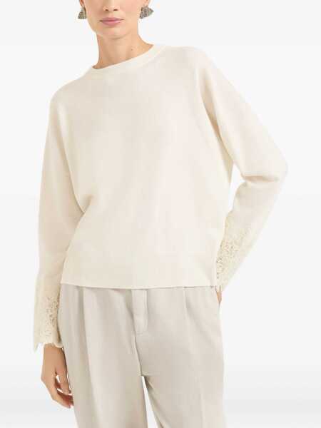 Pulovere Brunello Cucinelli Brunello Cucinelli Knit Cuffs WHITE Femei (BM 19233378) 3