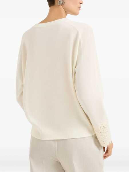 Pulovere Brunello Cucinelli Brunello Cucinelli Knit Cuffs WHITE Femei (BM 19233378) 4