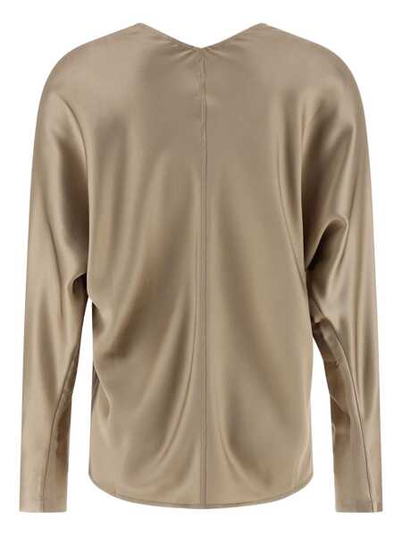 Bluze Brunello Cucinelli Brunello Cucinelli Silk Blouse Beige Femei (BM 19233462) 2