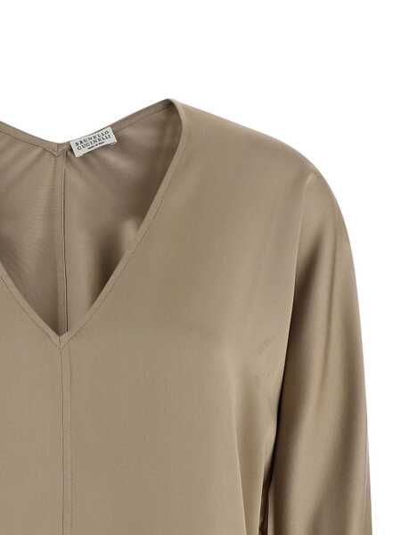 Bluze Brunello Cucinelli Brunello Cucinelli Silk Blouse Beige Femei (BM 19233462) 4