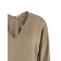 Bluze Brunello Cucinelli Dama - Bluze Brunello Cucinelli Brunello Cucinelli Silk Blouse Beige Femei (BM 19233462) - B-mall.ro