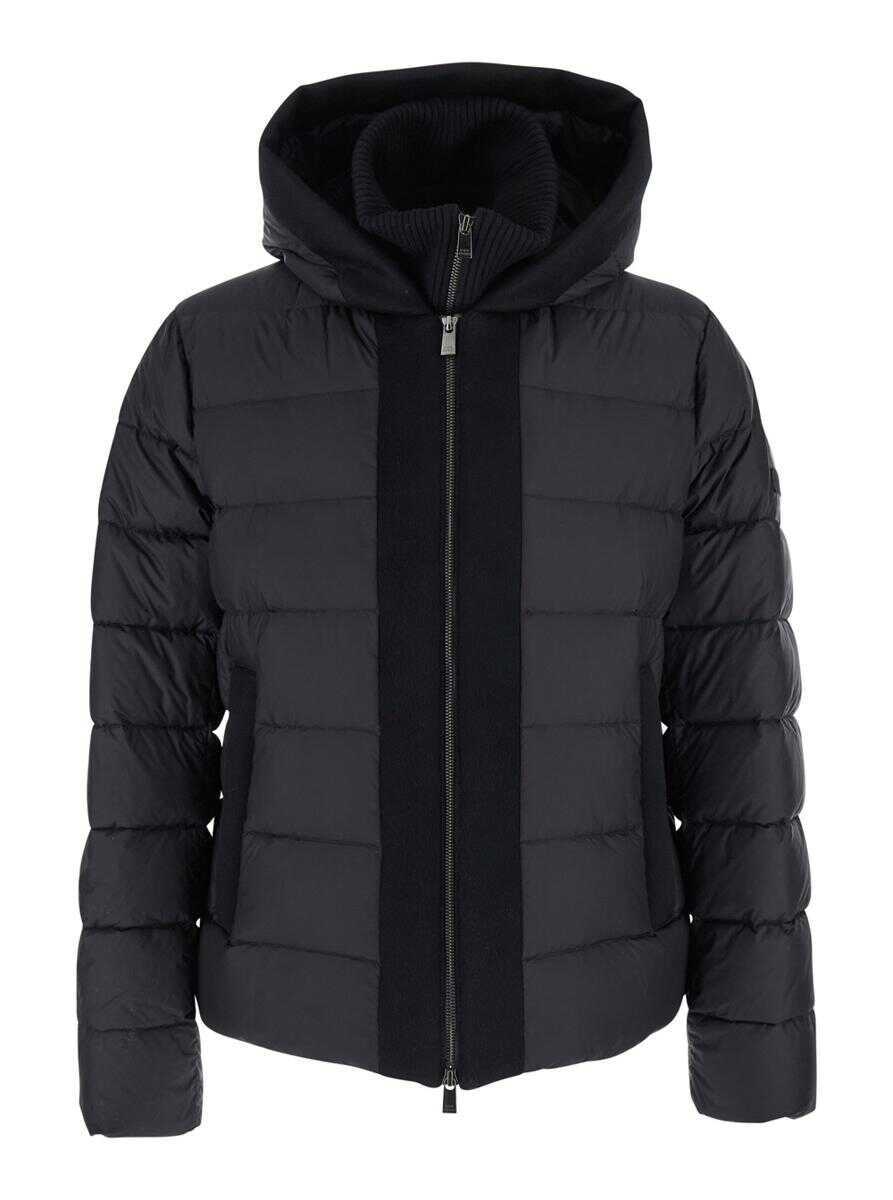 Geci de iarna TATRAS Liko Black Down Jacket With Drawstring Hood And Logo Patch On The Side In Tech Fabric Man Black Barbati (BM 19233501) 1