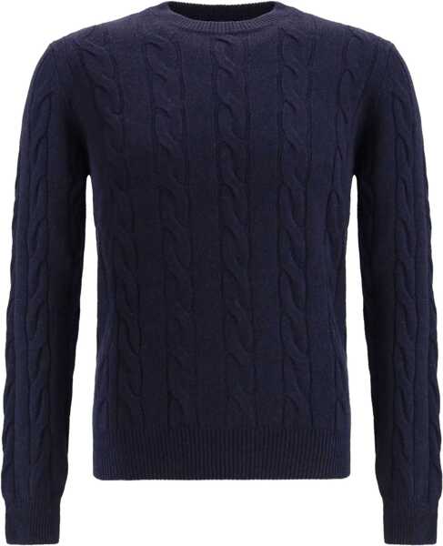 Pulovere ARAGONA CASHMERE Braided-effect crewneck Sweater BLUNOTTE Barbati (BM 19234355) 1