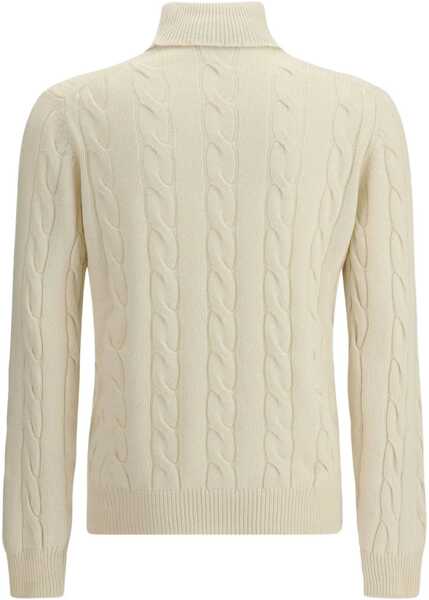 Pulovere ARAGONA CASHMERE Braided Turtleneck Sweater WHITE Barbati (BM 19234394) 2