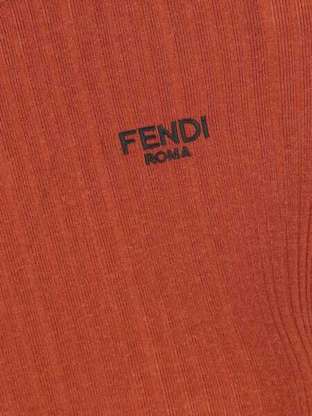 Topuri Fendi Short-sleeved Virgin Wool Top RUST-25 Femei (BM 19234442) 4
