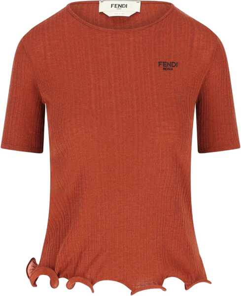 Topuri Fendi Short-sleeved Virgin Wool Top RUST-25 Femei (BM 19234442) 1
