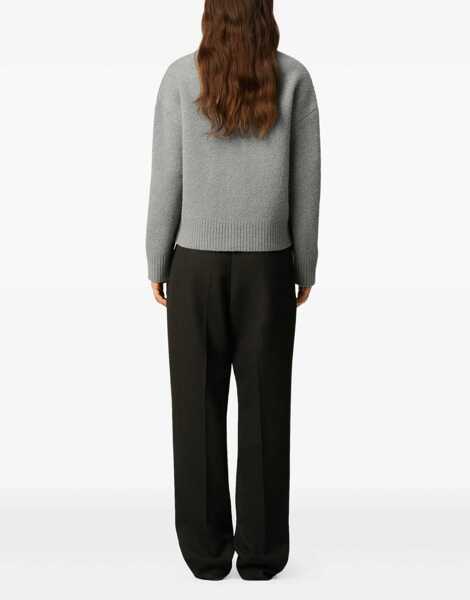 Cardigane AMI Paris Alpaca Ami de Coeur Cardigan GRIS/ECRU Femei (BM 19234511) 4