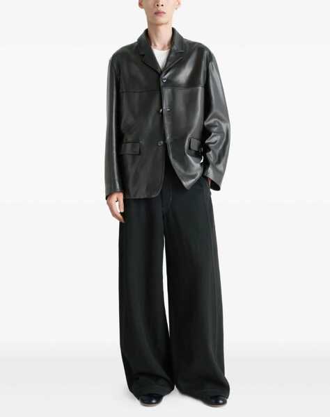 Jachete LEMAIRE Leather Single Breasted Jacket BLACK Barbati (BM 19234646) 2