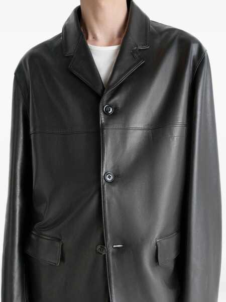 Jachete LEMAIRE Leather Single Breasted Jacket BLACK Barbati (BM 19234646) 5