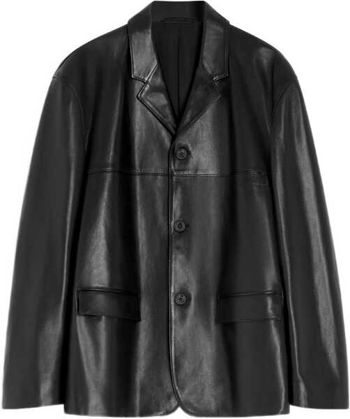 Jachete LEMAIRE Leather Single Breasted Jacket BLACK Barbati (BM 19234646) 1