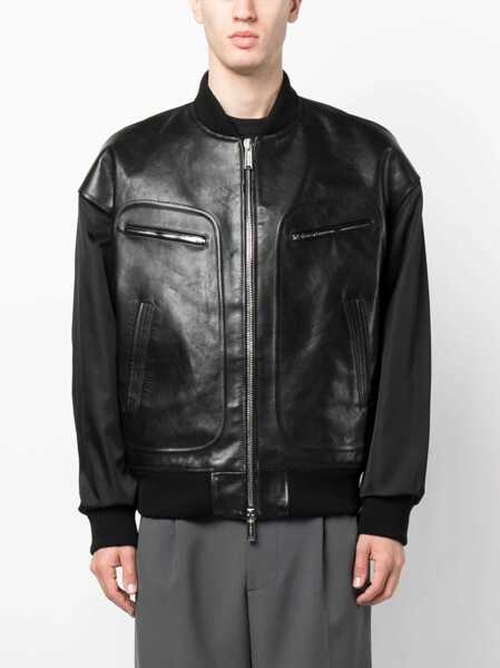 Bomber jacket DSQUARED2 Leather And Nylon Western Aviator Bomber Jacket With Embosse Black Barbati (BM 19234697) 3