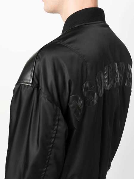 Bomber jacket DSQUARED2 Leather And Nylon Western Aviator Bomber Jacket With Embosse Black Barbati (BM 19234697) 5