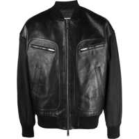 Bomber jacket Leather And Nylon Western Aviator Bomber Jacket With Embosse Barbati