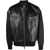 DSQUARED2 Leather And Nylon Western Aviator Bomber Jacket With Embosse Black