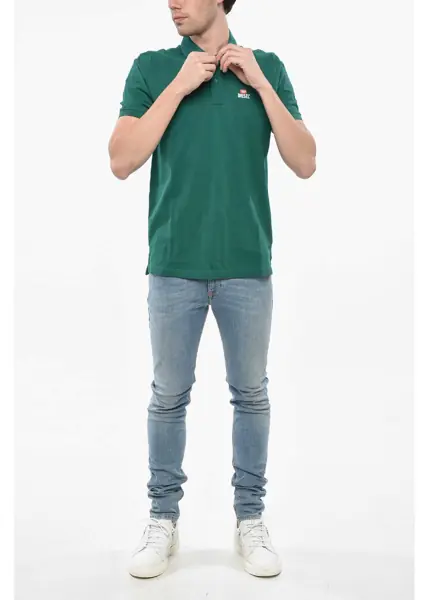Tricouri Polo Diesel Hopsack Cotton Blend Smith Polo Shirt Green Barbati (BM 19234706) 4