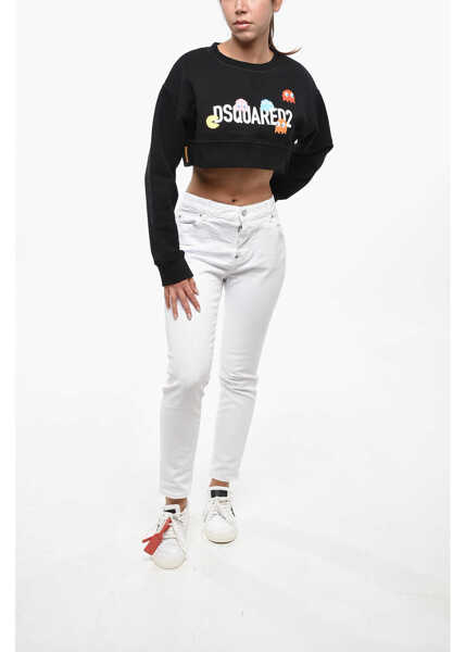 Bluze de trening DSQUARED2 Pac-Man Cropped Cool Fit Crew-Neck Sweatshirt Black Femei (BM 19234715) 4