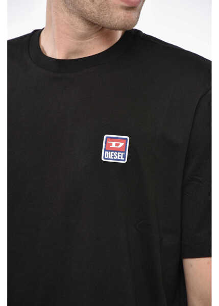 Tricouri Diesel Crew Neck Cotton T-Shirt With Logo Patch Black Barbati (BM 19234718) 3