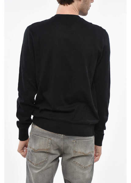 Pulovere Diesel Crew Neck Cotton Sweater With Embossed Logo Black Barbati (BM 19234721) 2