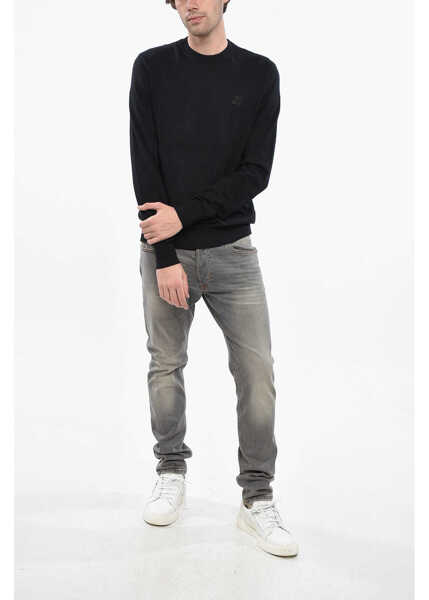 Pulovere Diesel Crew Neck Cotton Sweater With Embossed Logo Black Barbati (BM 19234721) 4