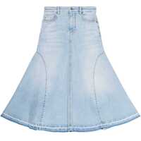 Fuste casual Frayed Hem Denim Flared Maxi Skirt Femei