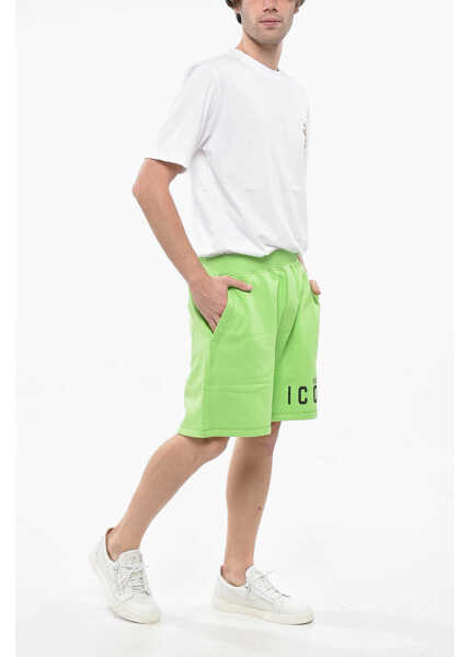 Pantaloni scurti DSQUARED2 Icon Solid Color Relax Fit Sweatshorts With Contrasting Logo Green Barbati (BM 19234730) 4