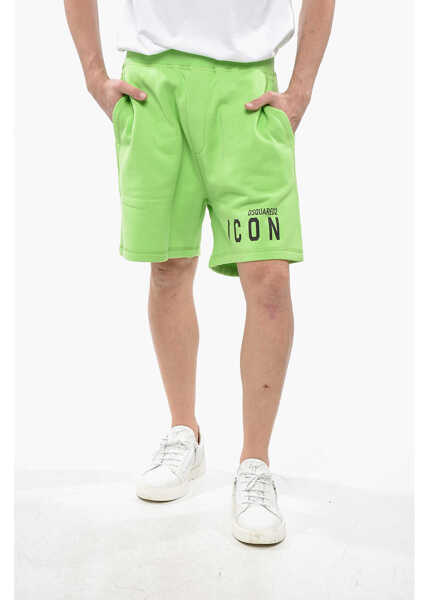 Pantaloni scurti DSQUARED2 Icon Solid Color Relax Fit Sweatshorts With Contrasting Logo Green Barbati (BM 19234730) 1