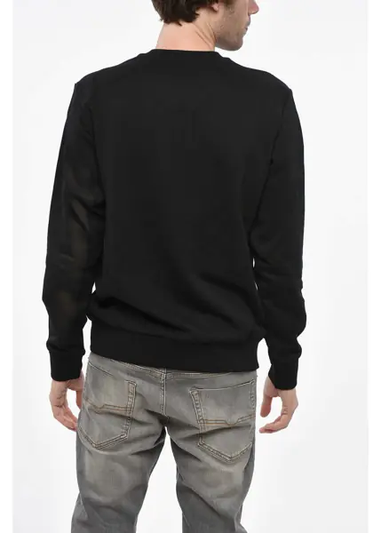 Bluze de trening Diesel Crew Neck Brushed Cotton Sweatshirt With Ton Sur Ton Logo Black Barbati (BM 19234733) 2
