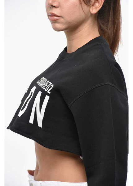 Bluze de trening DSQUARED2 Icon Two-Tone Cropped Cool Crew-Neck Sweatshirt White Femei (BM 19234739) 2