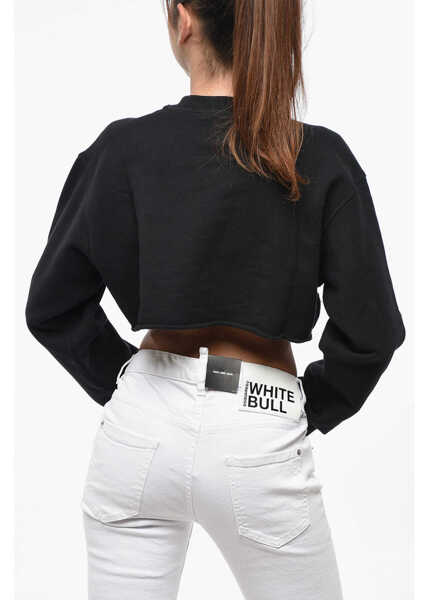 Bluze de trening DSQUARED2 Icon Two-Tone Cropped Cool Crew-Neck Sweatshirt White Femei (BM 19234739) 3