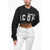 DSQUARED2 Icon Two-Tone Cropped Cool Crew-Neck Sweatshirt White