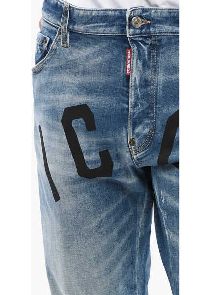 Blugi drepti DSQUARED2 Icon Straight Leg Cool Guy Jeans With Contrasting Detail 18C Blue Barbati (BM 19234754) 3
