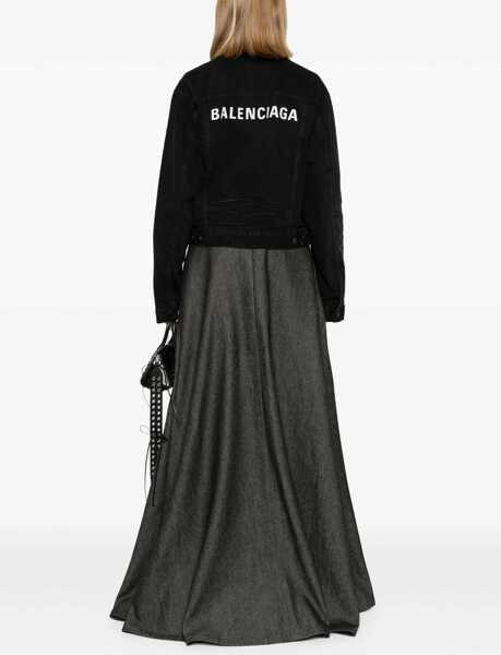 Geci de blugi Balenciaga Denim Unisex Jacket With Printed Logo Black Barbati (BM 19234766) 3