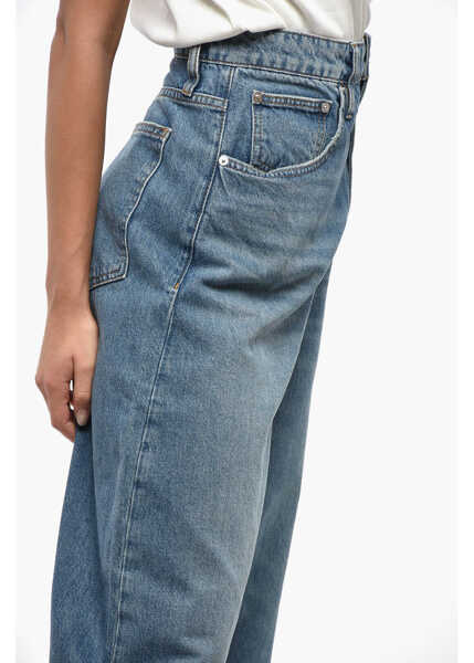 Blugi drepti FRAME Wide Leg Jeans With Logo Button 24Cm Blue Femei (BM 19234772) 2