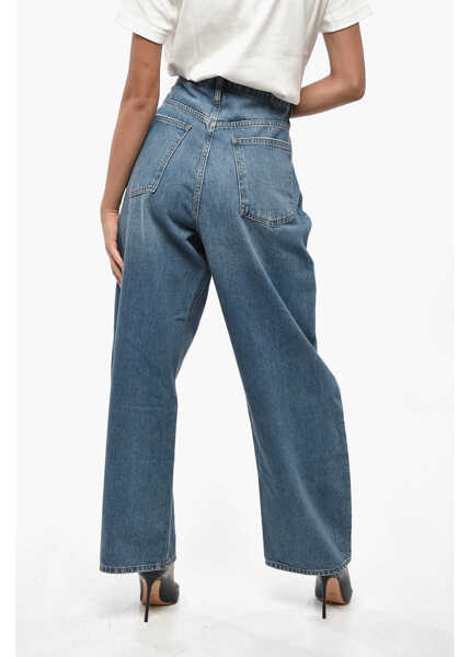 Blugi drepti FRAME Wide Leg Jeans With Logo Button 24Cm Blue Femei (BM 19234772) 3