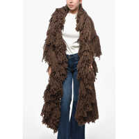 Esarfe Solid Color Wool Maxi Scarf With Fringes Femei